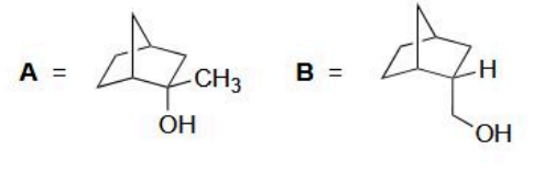 The major products A and B formed in the following