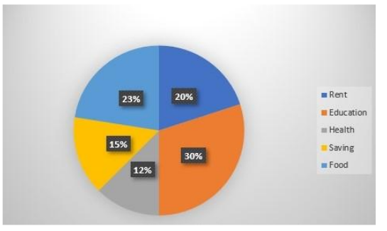 The pie chart given below shows the monthly expend
