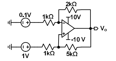 In the circuit shown below, the output voltage V O U T V OUT is ________ V.
